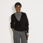 Gilet cache-cœur en maille femme - 1
