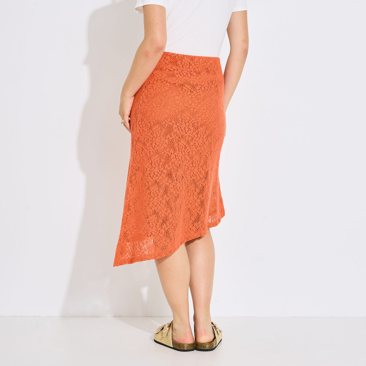 Jupe mi-longue asymétrique en crochet  - 2