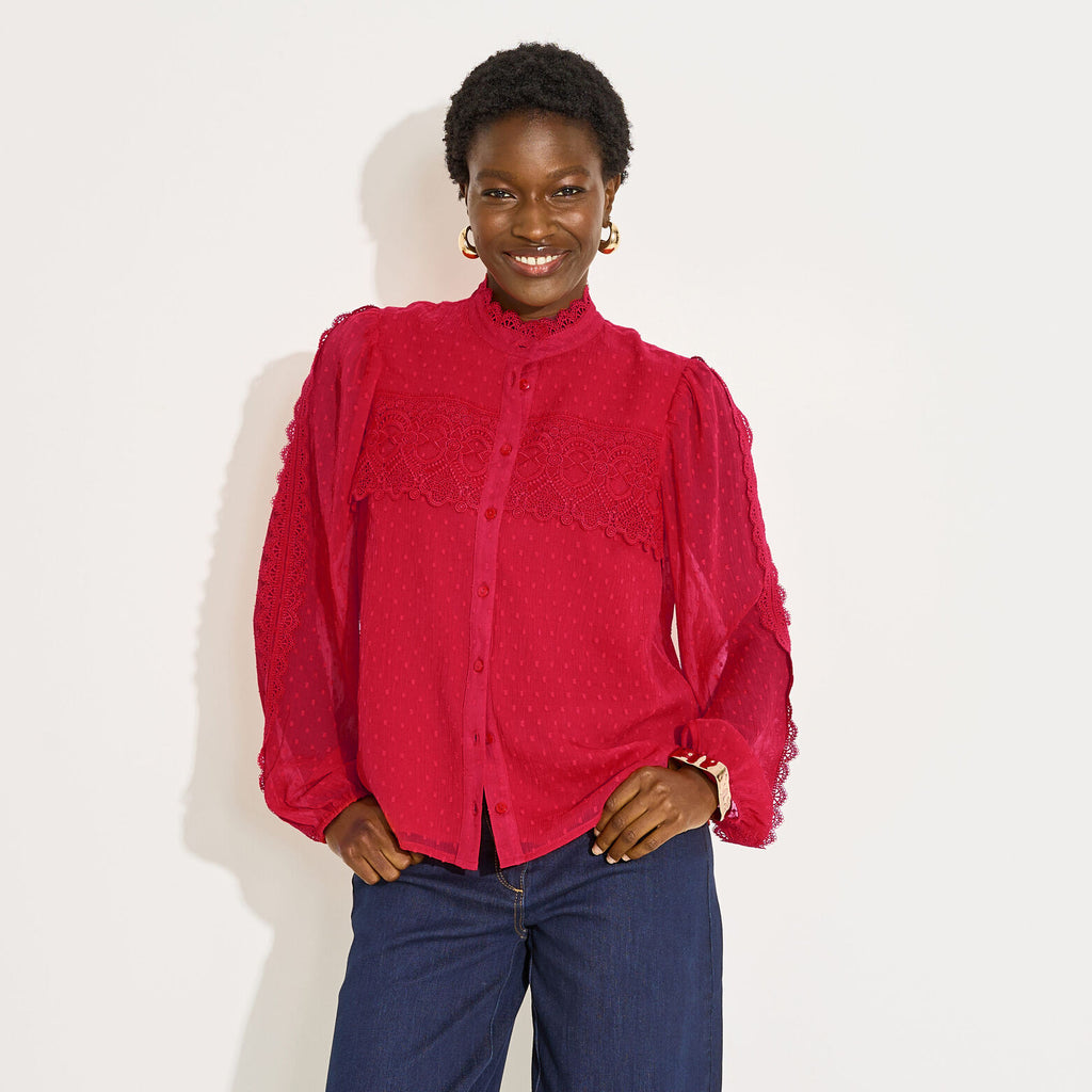 Chemise motifs plumetis femme - 1