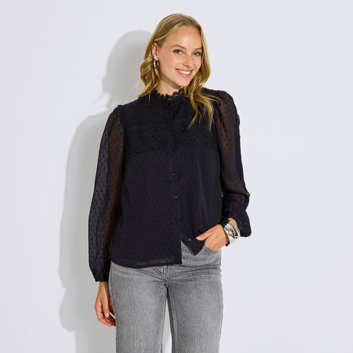 Chemise motifs plumetis femme - 1