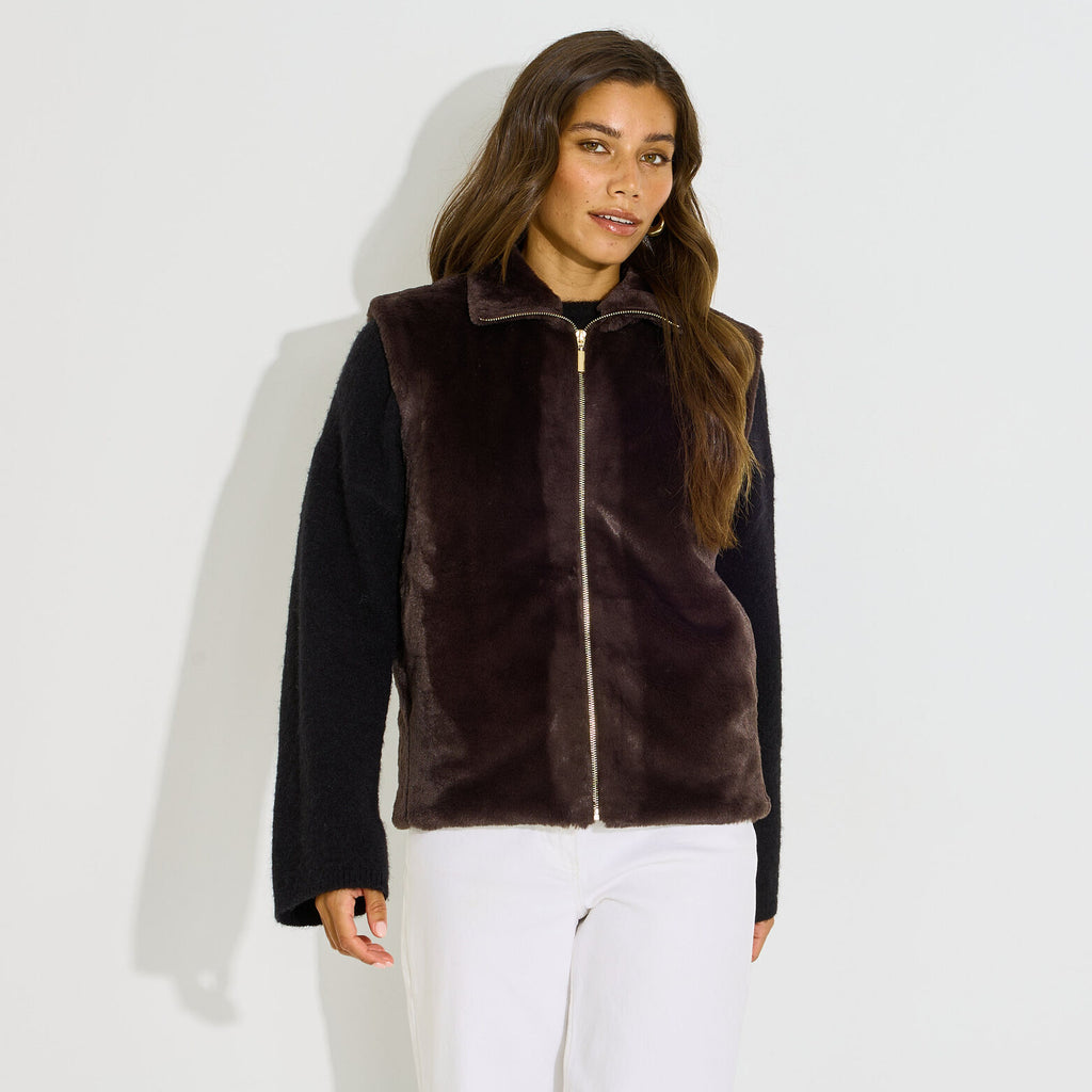Veste gilet imitation fourrure femme - 1