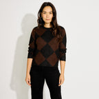 Pull motif jacquard strass femme - 1