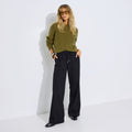 Pantalon droit ample chaud maille femme - 1
