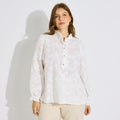 Blouse broderie anglaise col haut femme - 1