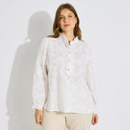 Blouse broderie anglaise col haut femme - 1