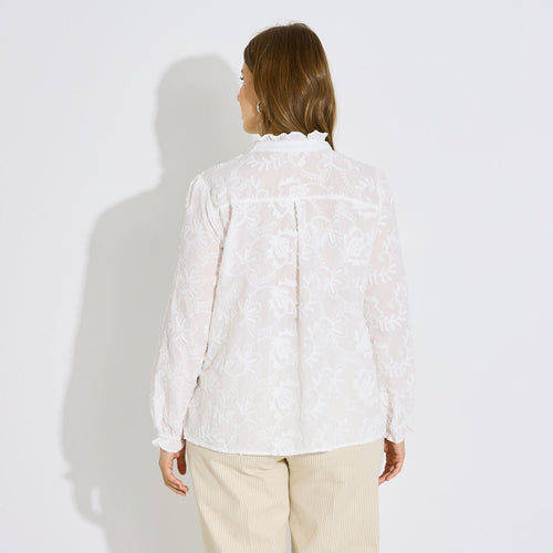 Blouse broderie anglaise col haut femme - 2