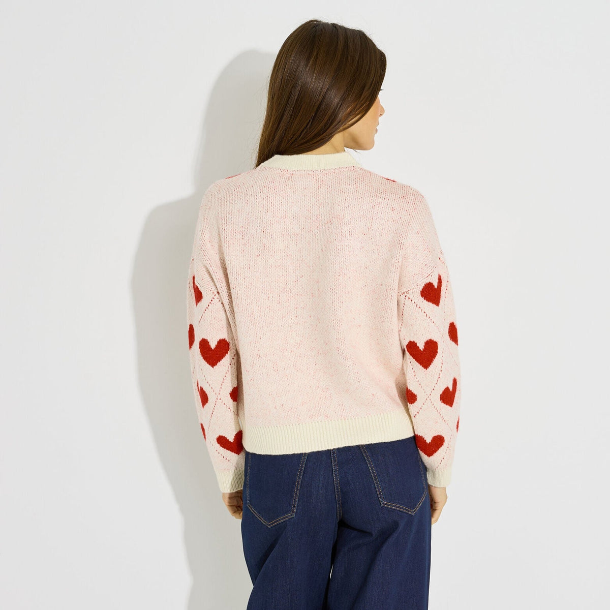 Pull col rond motif cœur femme - 2