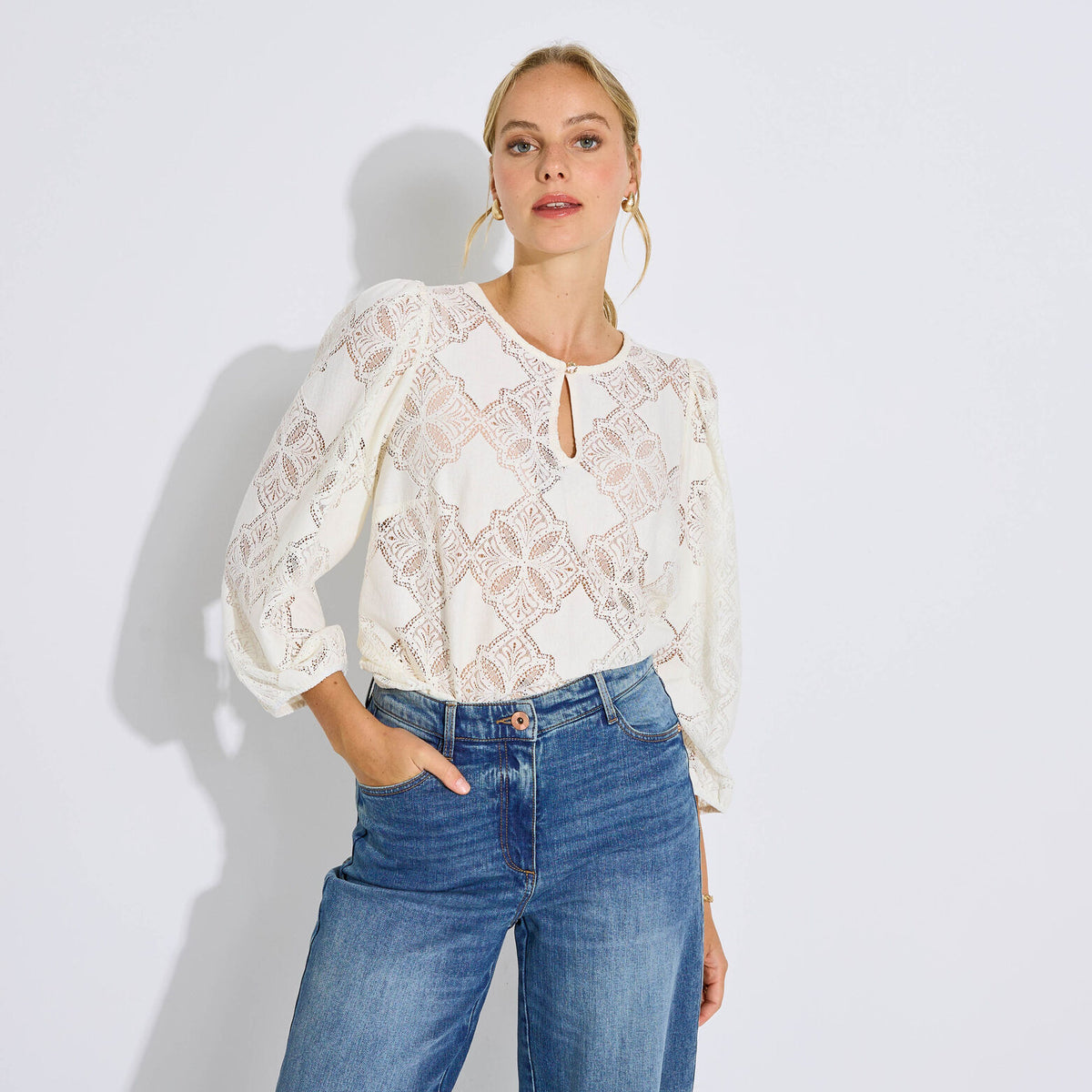 Blouse fluide ajourée femme  - 1