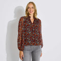 Blouse fluide col V imprimé fleuri femme - 1