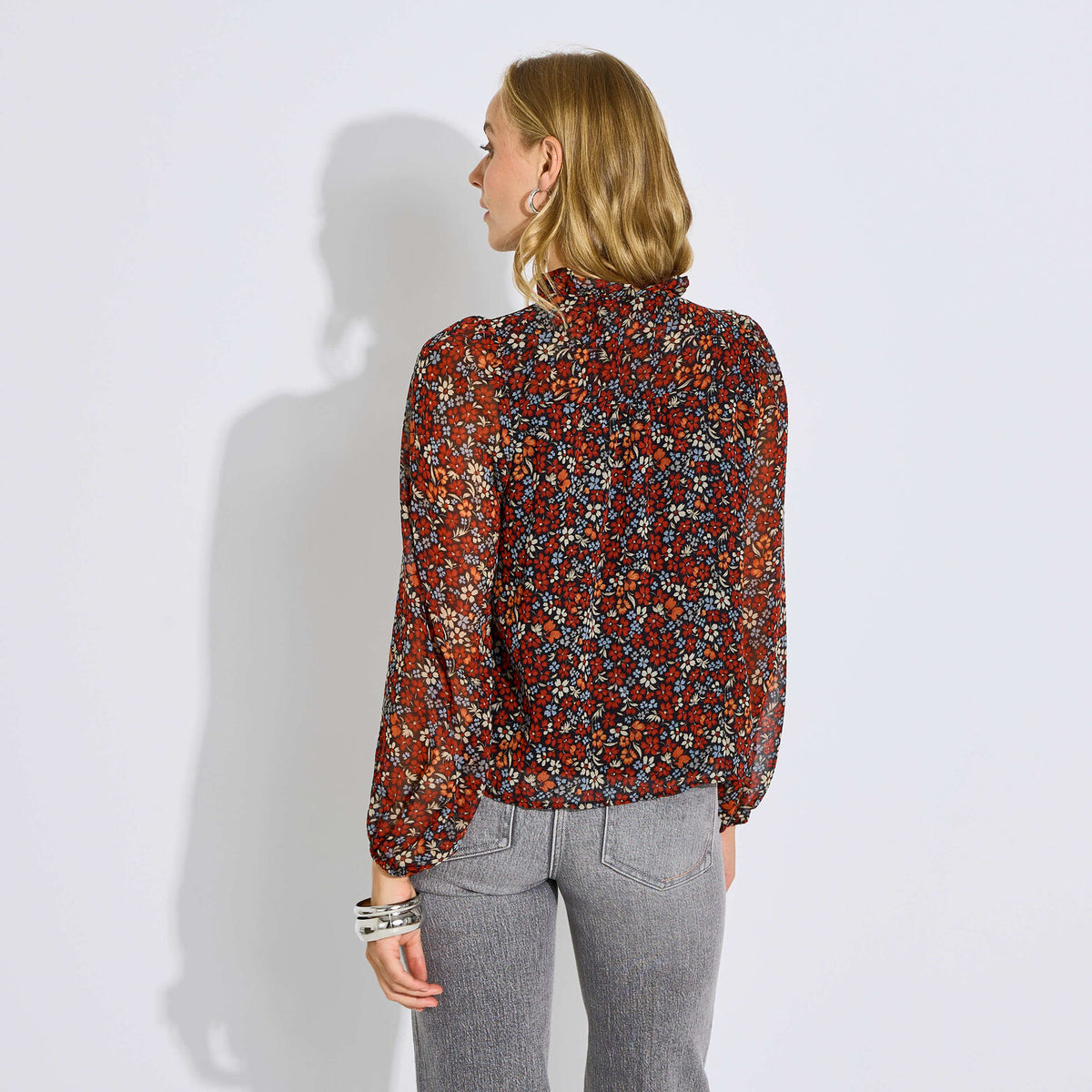 Blouse fluide col V imprimé fleuri femme - 2