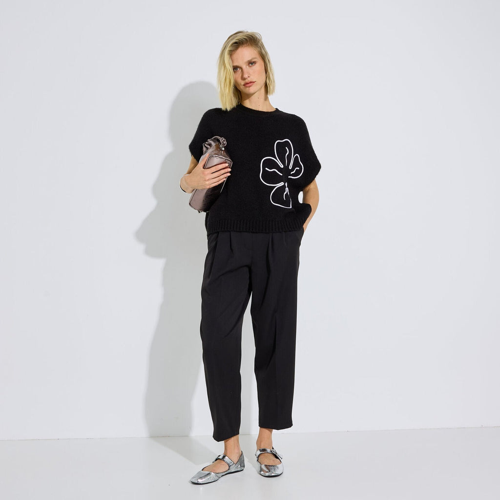 Pantalon barrel raccourci chic femme. - 1