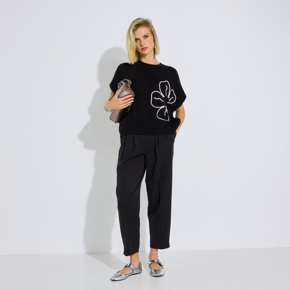 Pantalon barrel raccourci chic femme. - 1