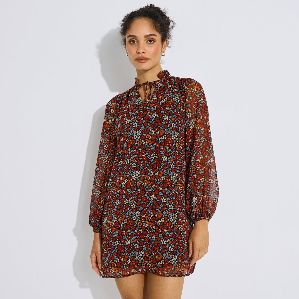 Robe courte imprimé fleurs femme - 1
