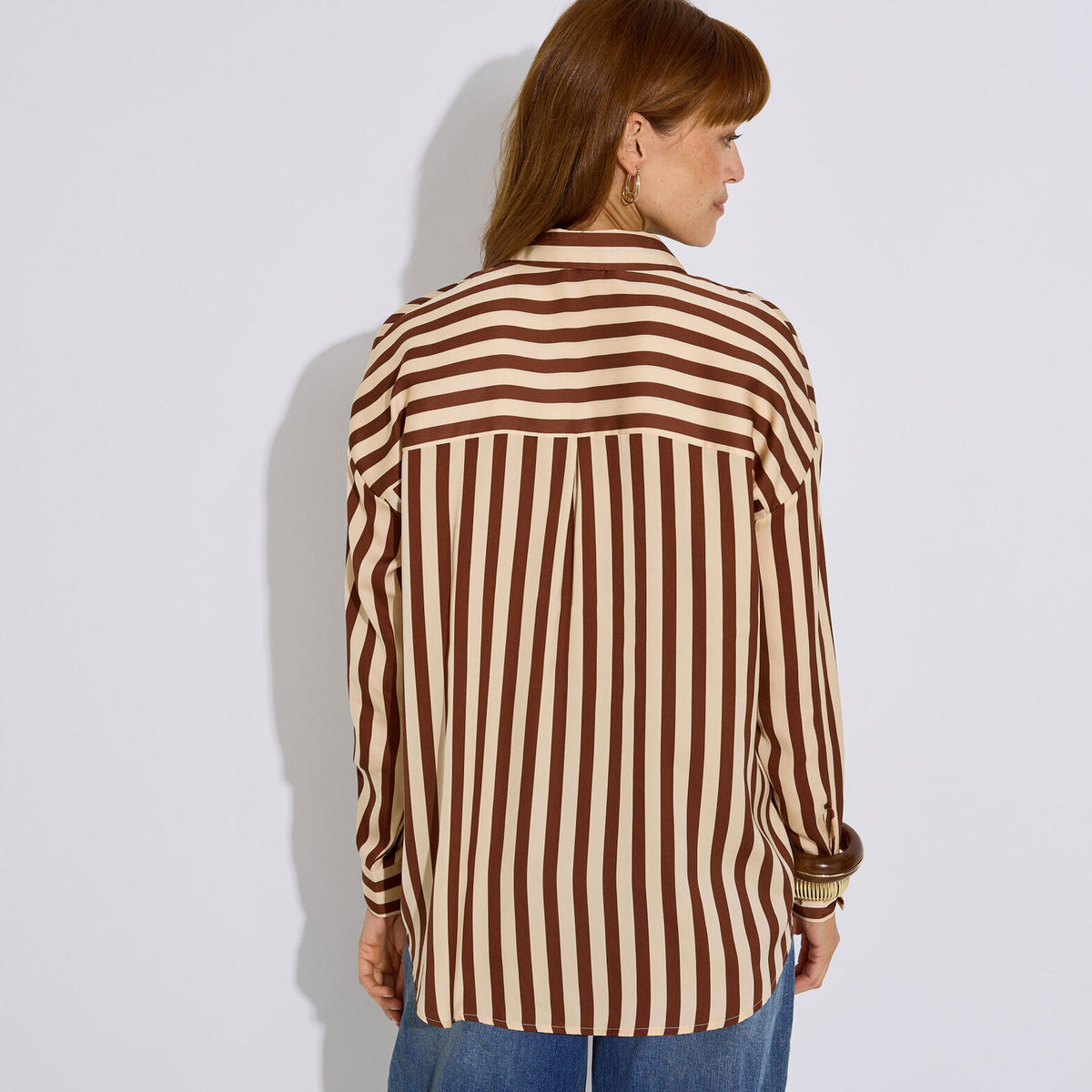 Chemise satinée à rayures femme - 2