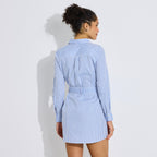 Robe chemisier rayée manches longues - 2