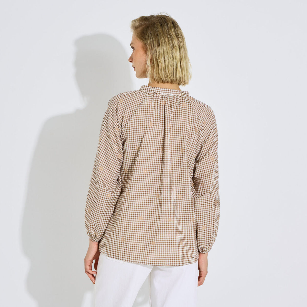 Blouse vichy motif fleurs femme - 2