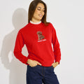 Sweat broderie chien col ajouré femme - 1