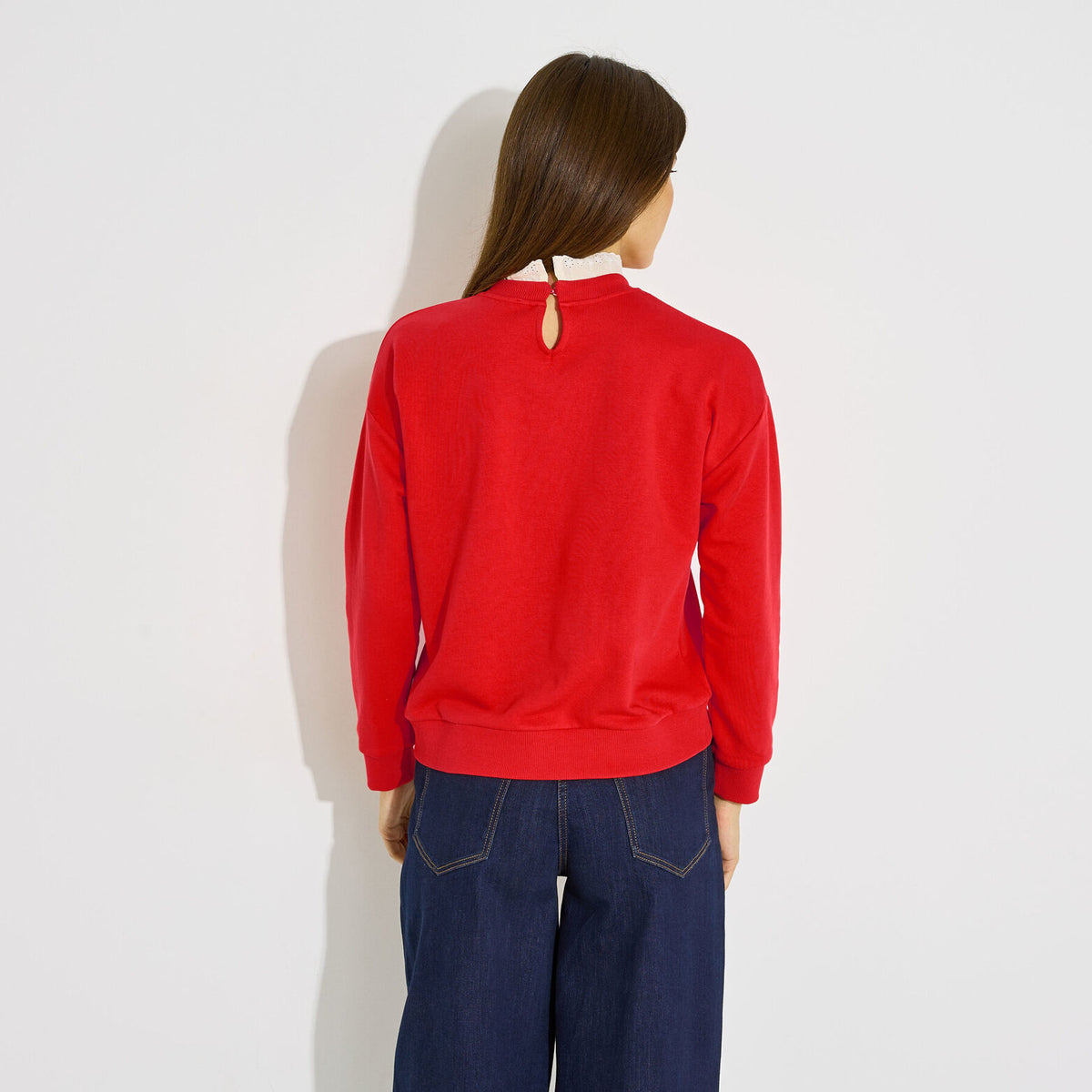 Sweat broderie chien col ajouré femme - 2