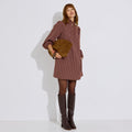 Robe courte à carreaux col volanté femme - 1